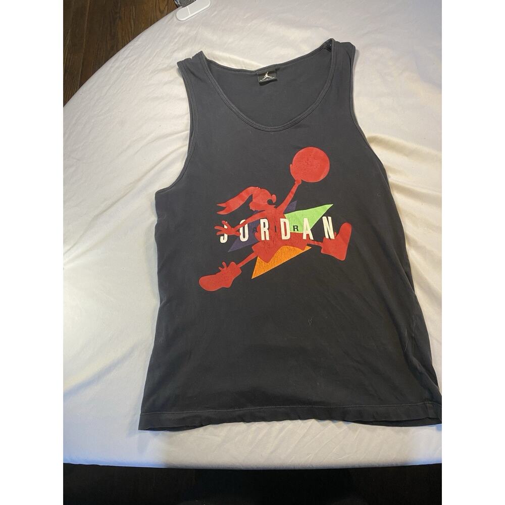Jordan Space Jam Tank Top Mens Small Black Bugs Bunny Jumpman